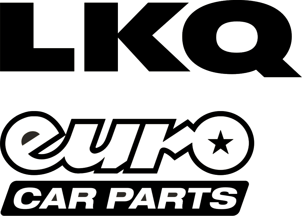 LKQ EURO CAR PARTS WHITE & BLACK FRONT LOGOS 83MM X 59MM