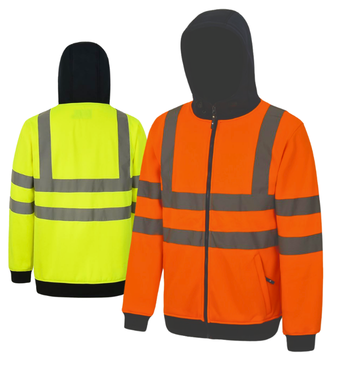 AQUA HI VIS FULL ZIP HOODED SWEATSHIRT EN ISO20471