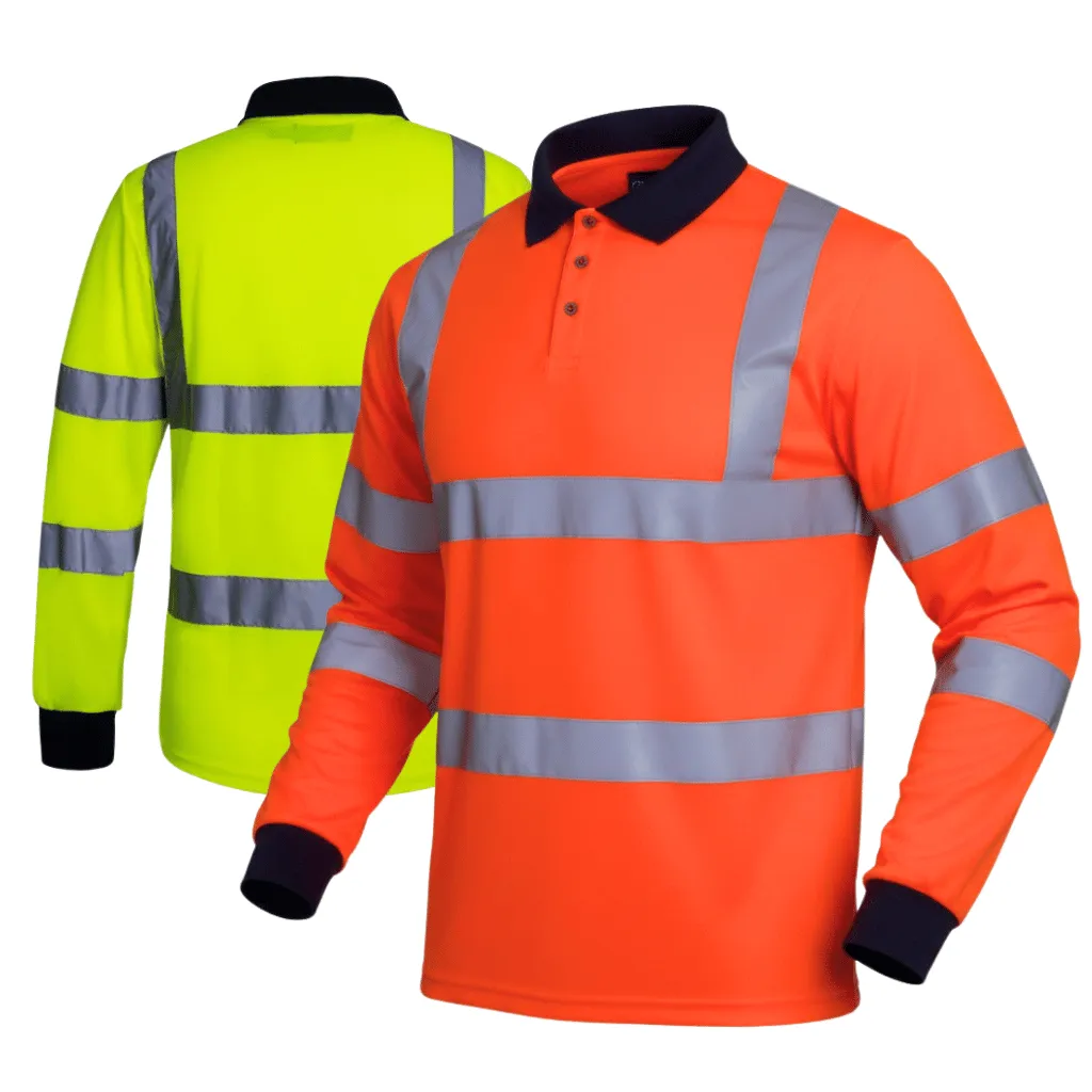 AQUA CLASSIC LONG SLEEVE HI-VIS  POLOSHIRT