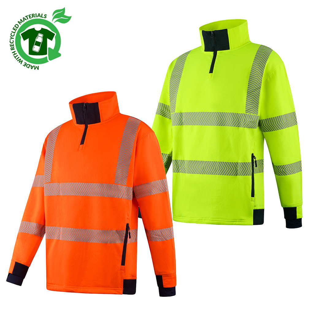 FGX ECO RECYCLED HI-VIS QUARTER ZIP SWEAT SHIRT