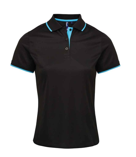 [PS191] PR619 LADIES CONTRAST COOLCHECKER POLO